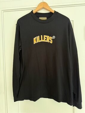 Mighty Killers Black Long Sleeve Graphic Tee with Yellow 'KILLERS' Logo Men’s M